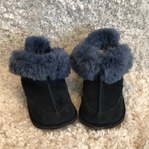 UGG Kids Navy Blue Shearling Cuff Boots